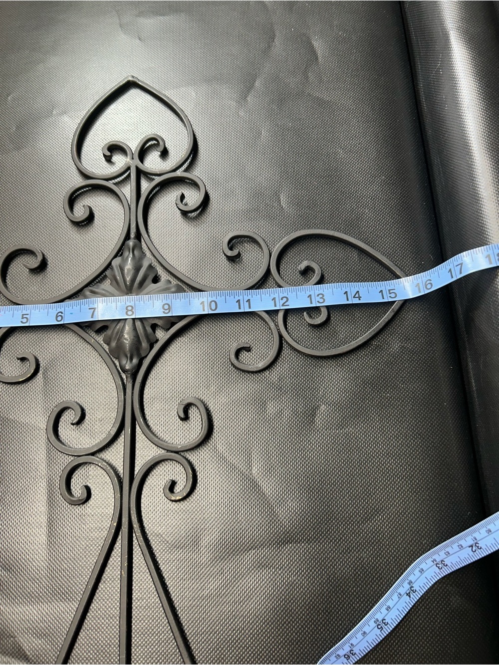 Ornate Black Iron 24”x15.5” Wall Cross with Scrollwork - Picture 4 of 4